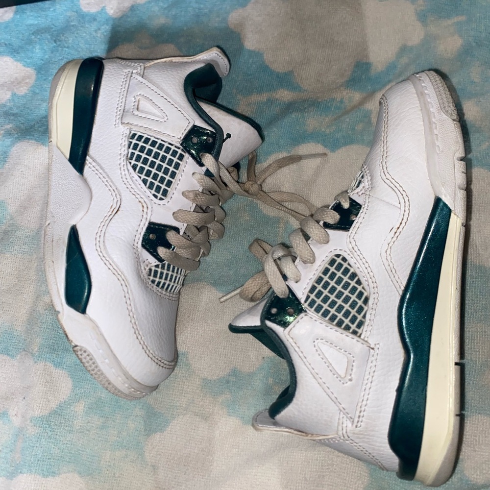 White Sneakers with Teal Details